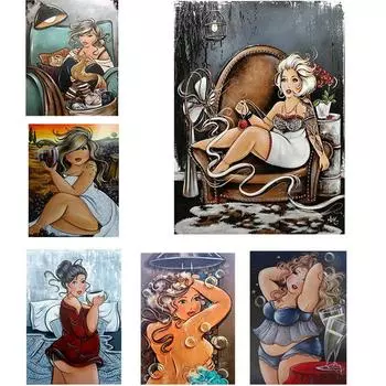 5D круглая алмазная живопись Сексуальная женская жизнь вышивка крестиком Алмазная вышивка толстая леди полная круглая Алмазная мозаика Стразы Full Round 20x25CM