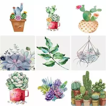 5D круглая алмазная живопись сочные растения Алмазная вышивка полная круглая мозаика цветы ручной работы украшение дома Full Round 20x25CM