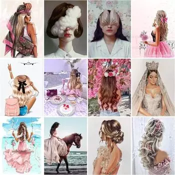 5d круглые алмазные наборы для рисования, женская Алмазная вышивка, фигурка девушки, мозаика, хобби и ремесла, украшение дома Full Round 20x30CM