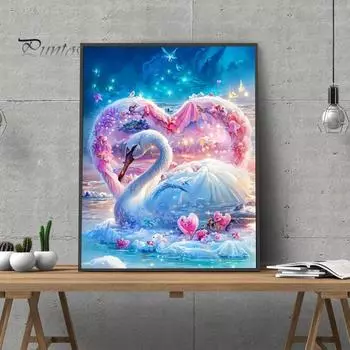 5D Лебедь Любовь Алмазная картина Полная дрель Смола Мозаика Горный Хрусталь Вышивка Ремесленные Наборы для Домашнего Декора Стен Подарок A
