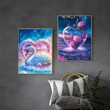5D Лебедь Любовь Алмазная картина Полная дрель Смола Мозаика Горный Хрусталь Вышивка Ремесленные Наборы для Домашнего Декора Стен Подарок A