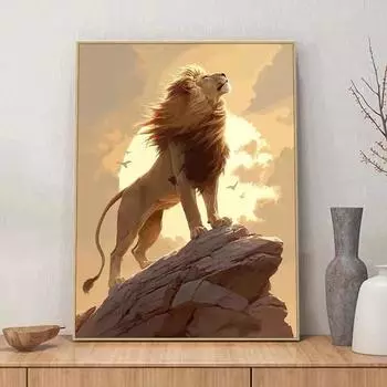 5D лев алмазная картина 2024 новый ручной точечный клей гостиная спальня сделай сам мозаика ар-деко кристалл вышивка крестом 40-50cm оранжевый