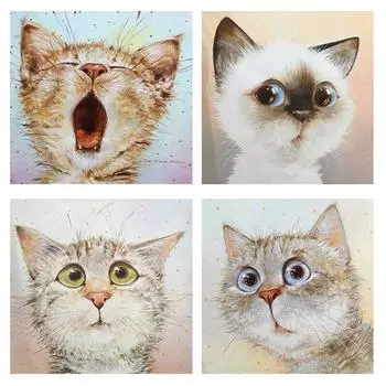 5D милый кот животное узор полная алмазная живопись круглая дрель смолы стразы рисунок DIY домашняя мозаика украшение подарок Full Round 20x30CM
