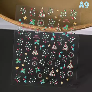 5D милый рождественский зимний Санта-Клаус снежинка лось выгравированный маникюр украшение наклейка тисненый стикер для дизайна ногтей