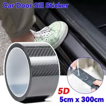 5D наклейка на автомобиль из углеродного волокна DIY защитная паста полоска для порога автомобиля потертость боковое зеркало лента против царапин виниловая пленка водостойкая 3 м чёрный