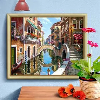 5d Пейзаж Алмазная картина Алмазная художественная вышивка Мост Крест Стежок Домашнее украшение 20X30CM