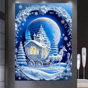5D полная алмазная мозаика снежный вагон замок пейзаж мечты Новое поступление 2023 года алмазная живопись вышивка крестиком домашний декор S453 Full Round 30x45CM
