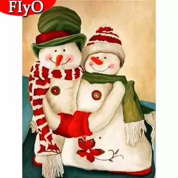5D полная дрель Алмазная картина Рождественский снеговик Rhinestone Kit DIY Алмазная вышивка Пейзаж Украшение дома Full Round (20X30CM)