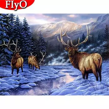 5D полная дрель Алмазная вышивка олень вышивка крестиком новая алмазная живопись животное мозаика зимняя ручная работа украшение дома Full Round 20X30CM
