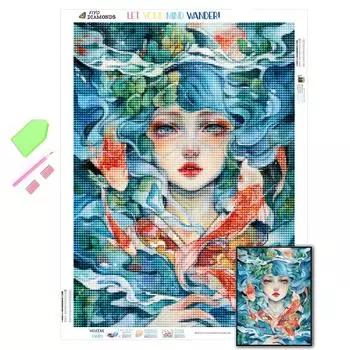 5D полная дрель алмазная живопись Золотая рыбка ремесленный комплект подарок ручной работы Алмазная вышивка Спящая красавица искусство горный хрусталь украшение дома Full Round 20X30CM