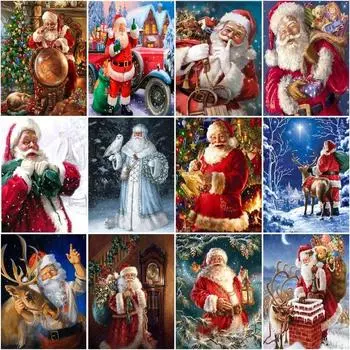 5D полная дрель круглая алмазная живопись Санта-Клаус картина стразами вышивка Алмазная мозаика портрет украшение дома Full Round 20x30CM