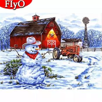 5D полная дрель квадратная алмазная вышивка рождественский снеговик ремесленная алмазная живопись пейзаж дом подарок ручной работы Full Round (20X30CM)