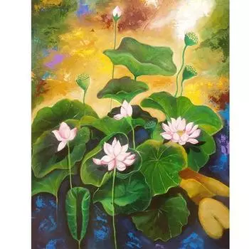 5D полная круглая алмазная картина розовый цветок лотоса вышивка распродажа алмазная картина горный хрусталь 20*30 cm