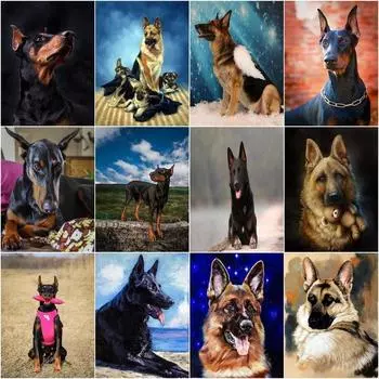 5D полная круглая алмазная картина животное немецкая овчарка вышивка Алмазная мозаика украшение для вышивки крестом Full Round 20x30CM