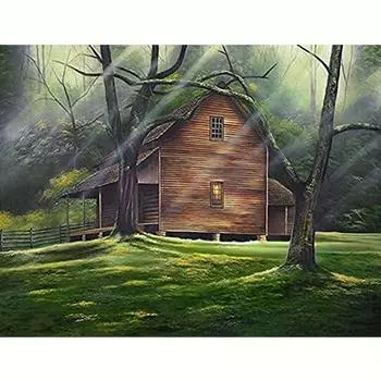 5D полная круглая алмазная живопись лесной дом вышивка крестиком мозаика Пейзаж Алмазная вышивка украшение дома 30x40 см/12x16 дюймов 30x40cm NO Frame