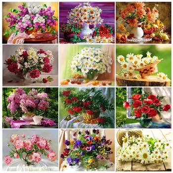 5D полная круглая алмазная живопись ваза для цветов DIY художественная мозаика со стразами вышивка крестиком картина украшение дома подарок Full Round 20x30CM