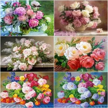 5D полная круглая алмазная живопись, вышивка пиона, цветок, рукоделие, мозаика, ремесленный комплект, художественный горный хрусталь, домашний декор Full Round 20x30CM