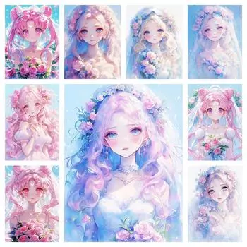 5D Полная квадратная алмазная картина, красивая мультяшная девушка, алмазная мозаика, вышивка, сделай сам, кукла, домашний декор, подарок 2024, новая серия Full Round 20x30CM