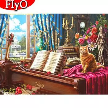 5D полная квадратная дрель Алмазная вышивка кошка ремесленная алмазная живопись комплект со стразами для рукоделия украшение дома Full Round (20X30CM)