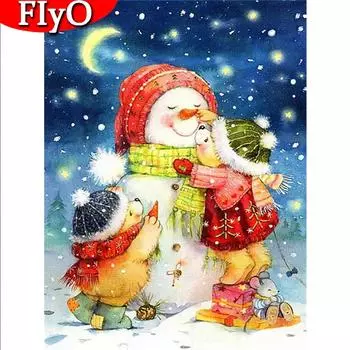 5D полная квадратная круглая алмазная вышивка мультфильм вышивка крестиком алмазная живопись снеговик ремесленный комплект мозаика зимняя настенная живопись Full Round (20X30CM)