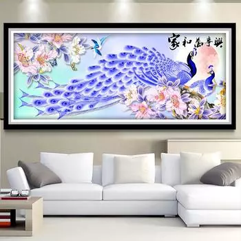 5D Полный дрель Алмазная картина Вышивка крестом Животное Картина Стиль Алмазная вышивка Павлин Мозаика Декор для спальни