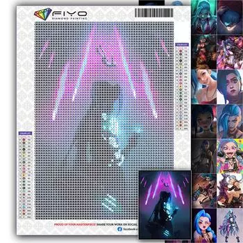 5D Полный дрель Площадь Алмазная картина Игровой персонаж Джинкс Арт Горный хрусталь Мозаика Декор для дома Full Round 20X30CM