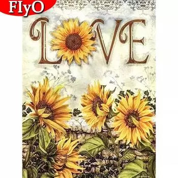 5D Полная круглая квадратная алмазная вышивка крестом подсолнух алмазная картина цветок картина из страз подарок ручной работы Full Round (20X30CM)