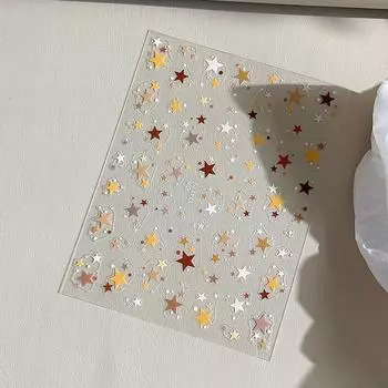 5D Рельефные Кавайные Красочные Звезды Наклейки Для Ногтей Мульти Макарон Мангсин Украшения Для Ногтей Самоклеящиеся Наклейки Аксессуары Diy