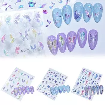 5D рельефные наклейки для дизайна ногтей наклейки для ногтей «рыбий хвост»/«бабочка» самоклеящиеся наклейки для дизайна ногтей для украшения ногтей B
