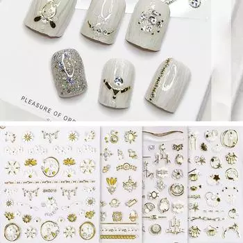 5D Рельефные наклейки для дизайна ногтей Алмазные узоры Наклейки для ногтей Самоклеящиеся наклейки для дизайна ногтей для украшения ногтей