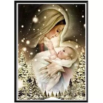 5D Религиозные фигурки Алмазная вышивка ручной работы Мозаика Домашнее украшение Круглая алмазная живопись 30X40cm