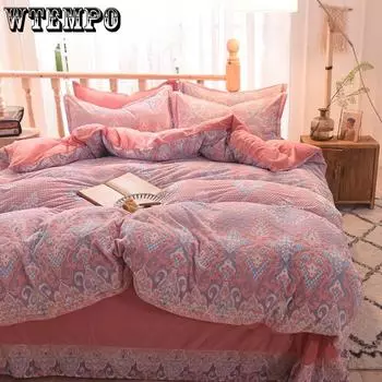 5D резной бархат из четырех частей хрустальный бархат теплый пододеяльник листы толстый теплый бархат набор из 4 предметов 3 Pcs 160by210cm