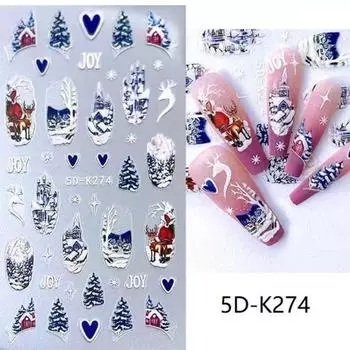 5D рождественские блестящие тисненые светодиодные наклейки для дизайна ногтей с изображением пингвина, наклейки с любящими медведями и сердечками для дизайна ногтей, 2023, украшение для маникюра