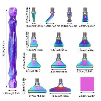 5D ручка для алмазной живописи из смолы с металлическими сменными головками, многоцветные ручки-сверла с кристаллами для самостоятельного алмазного нейл-арта T