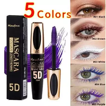 5D шелковая тушь для ресниц, удлиняющая 5 цветов, наращивание ресниц, кисть для ресниц, водостойкая косметическая кисть для макияжа фиолетовый