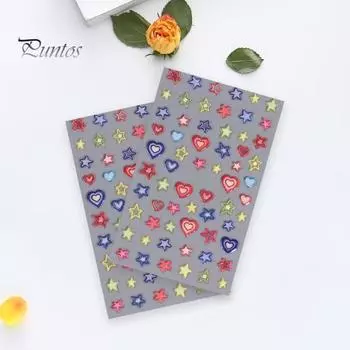 5D стерео наклейки для ногтей пентаграмма дизайн бабочки тонкая работа самоклеящаяся маникюрная наклейка для ногтей C