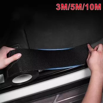 5D текстурированная пленка из углеродного волокна, наклейка для салона автомобиля, защита для порога, защита от столкновений, наклейка на бампер 3CM x 3M чёрный
