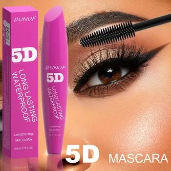 5D Тушь для ресниц Водостойкая Подкручивающая Удлиняющая Наращивание ресниц Не размазывающаяся Стойкая Черная Объемная Тушь Косметика чёрный