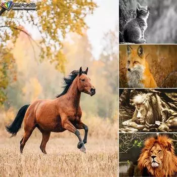 5D животное DIY алмазная живопись вышивка крестиком лошадь и милый кот полная дрель мозаика вышивка пара комната декор стены ремесло искусство Round 20x30cm