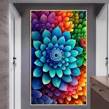 5dАлмазная картина «сделай сам» БОЛЬШОЙ РАЗМЕР КРУГЛЫЙ Алмаз для взрослых Набор для рисования для начинающих Цветок снов Цветной градиентный узор Вышивка Мозаика Художественная картина Домашний декор 40-70CM белый