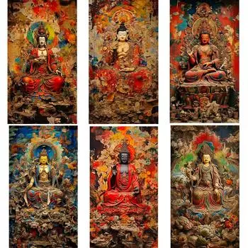 5DDIY Алмазная картина Алмазная мозаика Религиозная вышивка крестом Алмазная картина Вышивка Будды Портрет Настенное искусство Украшение Full Round 20x40CM