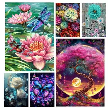 5DDIY Алмазная картина, красочная бабочка, дерево, вышивка крестом, набор для творчества, мозаика, алмазная вышивка, цветок, детский подарок Full Round 20x30CM