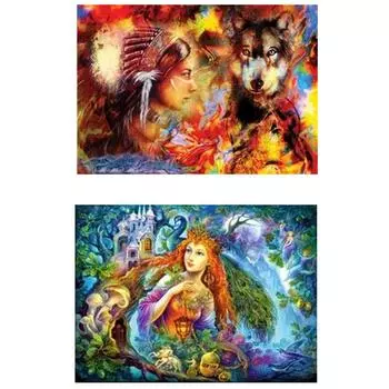 5DDIY Алмазная картина с изображением волков, животных и ведьм, мозаика, девушка, украшение, картина, недавно поступившие фотографии, украшение для дома Full Round 20x40CM
