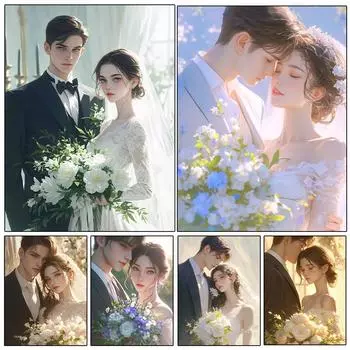 5DDIY Алмазная картина Свадебная фотография Полный квадратный/круглый бриллиант Ювелирные изделия Вышивка крестом Инкрустированная вышивка Украшение комнаты Full Round 20x30CM