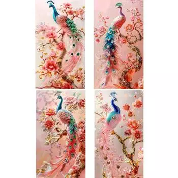 5DDIY Алмазная картина вышивка павлин животное картина мозаика крест вышивка набор цветок искусство стена украшение дома подарок Full Round 20x40CM