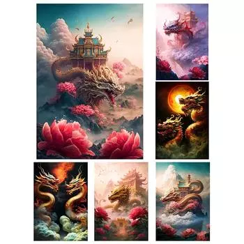 5DDIY Алмазная картина животное небо чудесная китайская луна красочные облака мозаика вышивка крестом украшение для дома Full Round 20x30CM