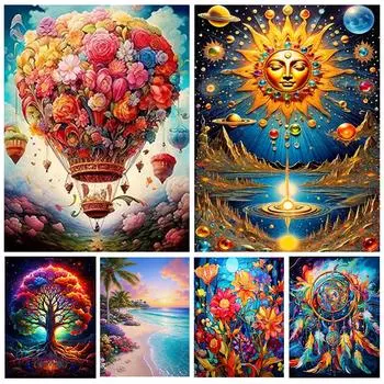 5DDIY Цветочная Алмазная Вышивка Пейзаж Новый Продукт Алмазная Картина Воздушный Шар Картина Дерево Мозаика Ручная работа Full Round 20x30CM