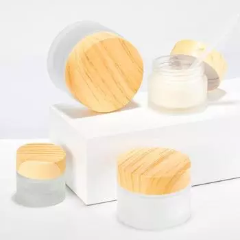 5G-100G Frost Glass Cream Bottle с деревянной крышкой портативная пустая бутылка для ухода за кожей гель сыворотка контейнер косметический дозатор инструмент 100g