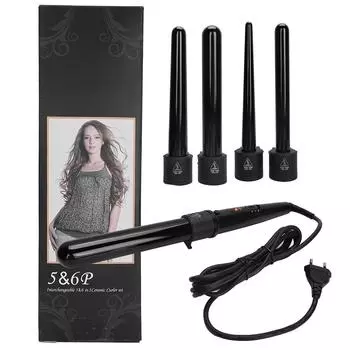 5In1 Curling Iron LED Adjustable Temperature Hair Styling Curling Iron Wand Set 110240VEU Plug EU PLUG