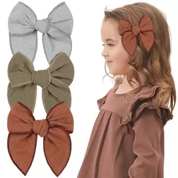 5Inch Girls Women Linen Bow Hair Clips Big Sailor Bow Barrettes Baby Kids Hairgrips Hair Bows Accessories Headwear